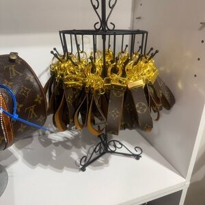 LV drawing Brown and Gold Keychain